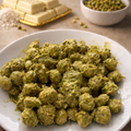 Flavored Makhana, lotus seeds, water lily seeds coasted with Pistachio cream for the viral dubai chocolate flavor 