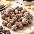 Healthy roasted snacks coated with Oreo cookies white chocolate